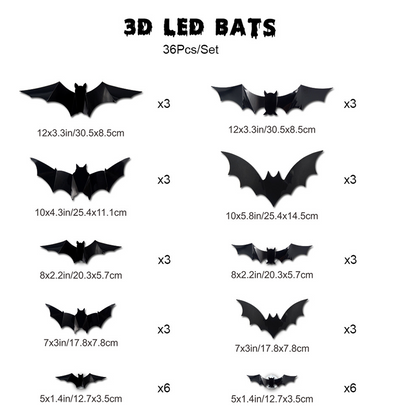 🦇Halloween 3D világító denevérek
