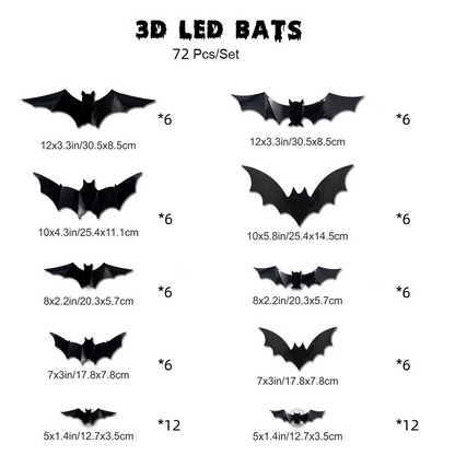 🦇Halloween 3D világító denevérek