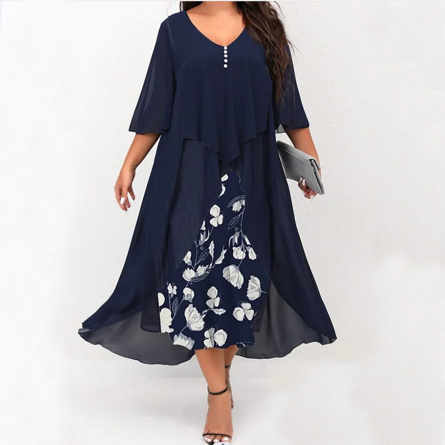 👗Chiffon ruha fél ujjakkal