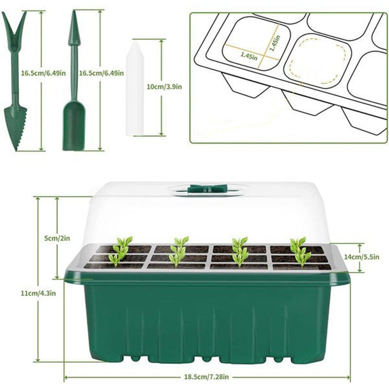 🌱 Csíráztató tálcák növényvilágító lámpával – Páratartalom-szabályozás, átlátszó kialakítás & teljes spektrumú fény 💡