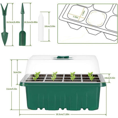 🌱 Csíráztató tálcák növényvilágító lámpával – Páratartalom-szabályozás, átlátszó kialakítás & teljes spektrumú fény 💡