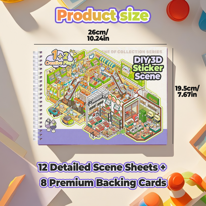 12 Sets DIY 3D Sticker Scene Collection Book