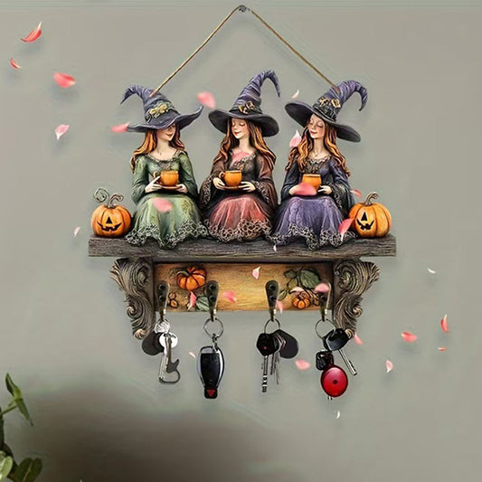 Varázslatos halloweeni boszorkányok falidekoráció kampókkal