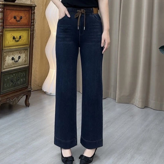 👖 Női vintage mosású, egyenes szárú farmer