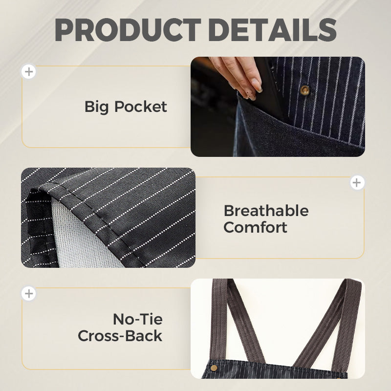 Vízálló kötény hátsó keresztpántokkal és levehető kéztörlővel