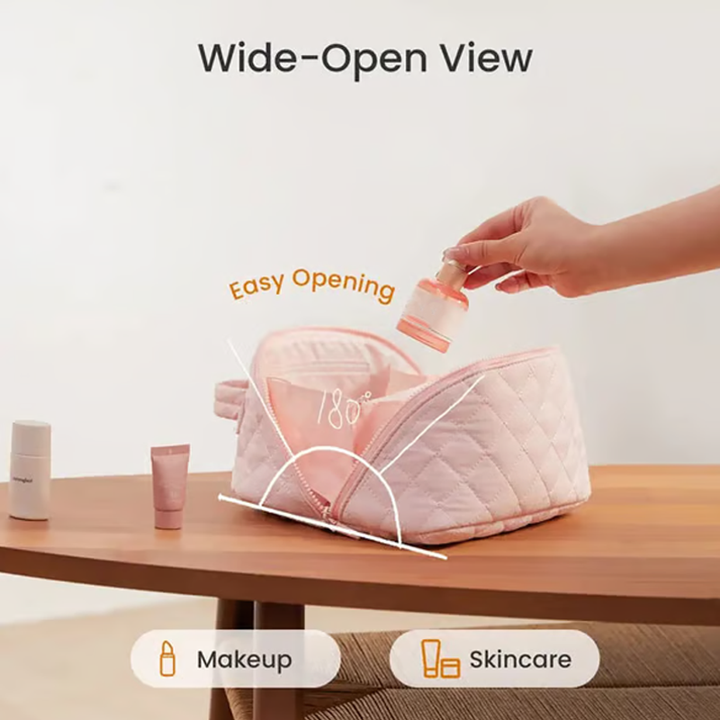 Új pamutszövetből készült, nagy kapacitású, fogantyúval ellátott hordozható kozmetikai táska