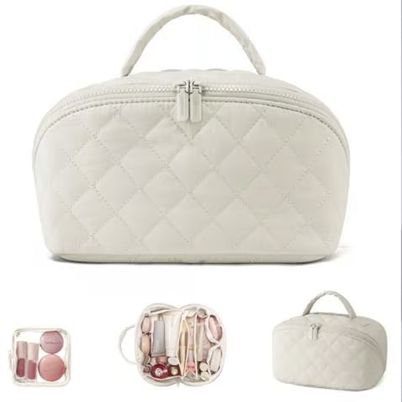 Új pamutszövetből készült, nagy kapacitású, fogantyúval ellátott hordozható kozmetikai táska