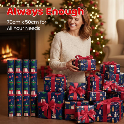 【3 +2 ingyenes】🎄Karácsonyi ajándékcsomagoló papír (70 x 50 cm)