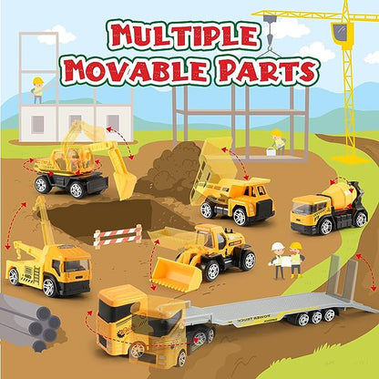 🎁 Adventi fém építőipari járműkészlet – 24 meglepetés 🚜🎄