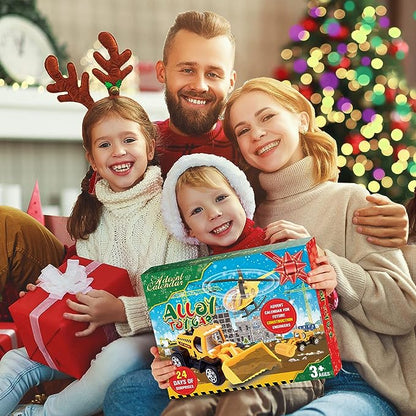 🎁 Adventi fém építőipari járműkészlet – 24 meglepetés 🚜🎄