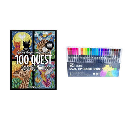 🎨 Mozaik színezőkönyv + kettős hegyű tollak, lazíts és szórakozz!