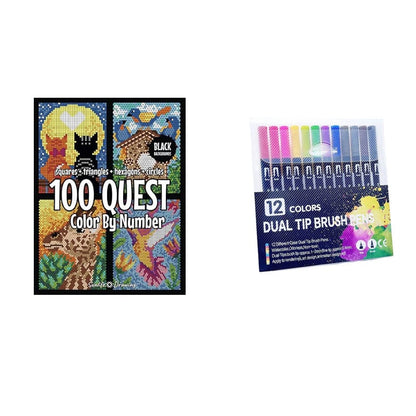 🎨 Mozaik színezőkönyv + kettős hegyű tollak, lazíts és szórakozz!