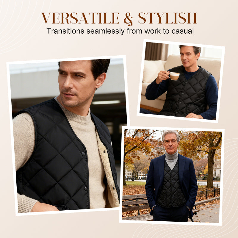 Men's Casual Quilted Thermal-Lined Vest