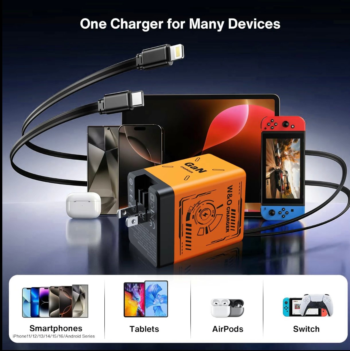 🔥📱W&O 2 az 1-ben GaN 20W-os gyorstöltő, Legjobb ajándékok