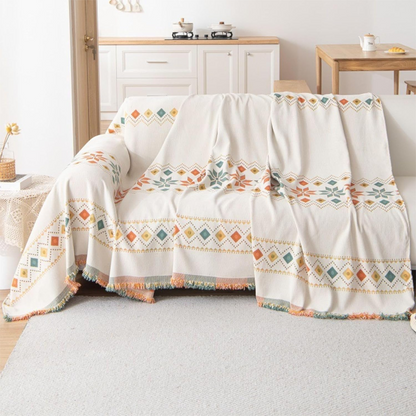 🛋️Fordítható, bohém stílusú, rojtos kanapéhuzat