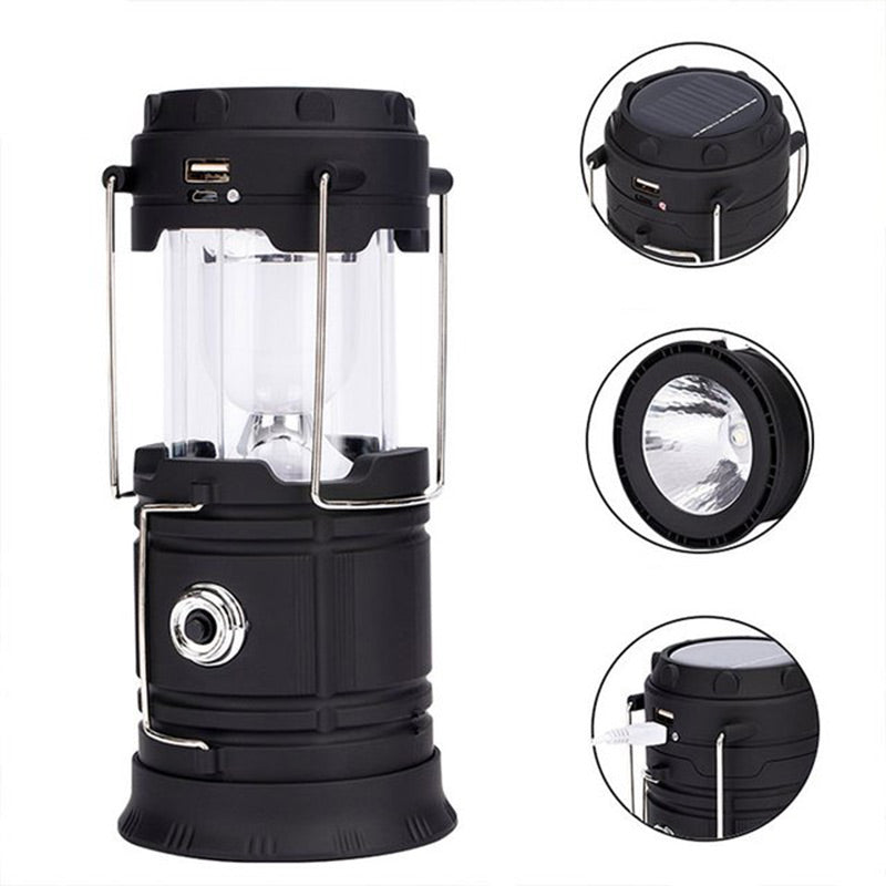 Napenergiával működő, behúzható kempinglámpa