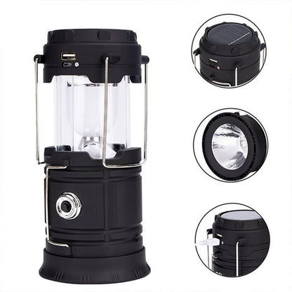 Napenergiával működő, behúzható kempinglámpa