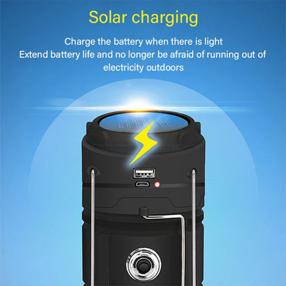 Napenergiával működő, behúzható kempinglámpa