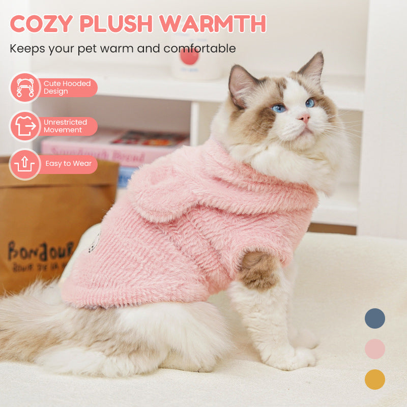 Pet Plush Hooded Vest for Autumn & Winter