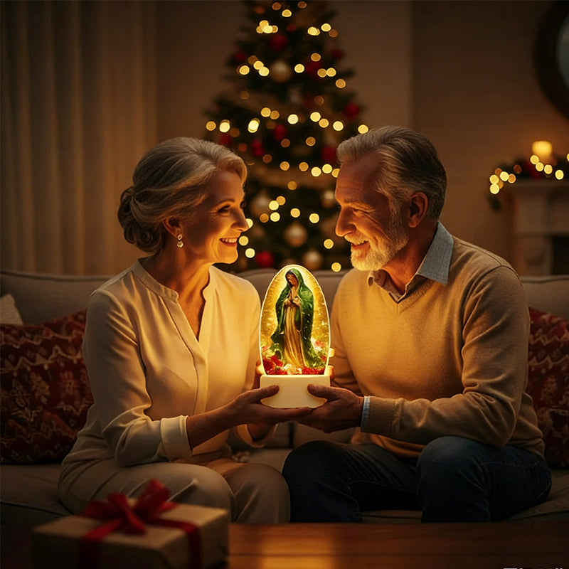 🙏Inspiráló, vallási témájú akril LED éjszakai lámpa ✝️ Szűz Mária imalámpa