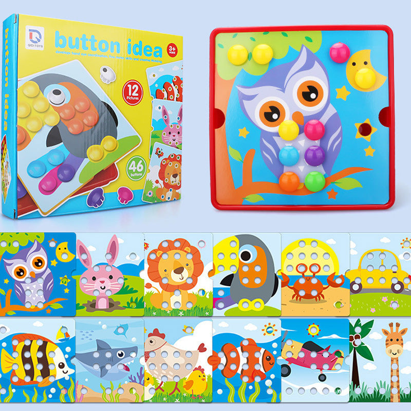 Oktatási gomba peg puzzle készlet kisgyerekeknek