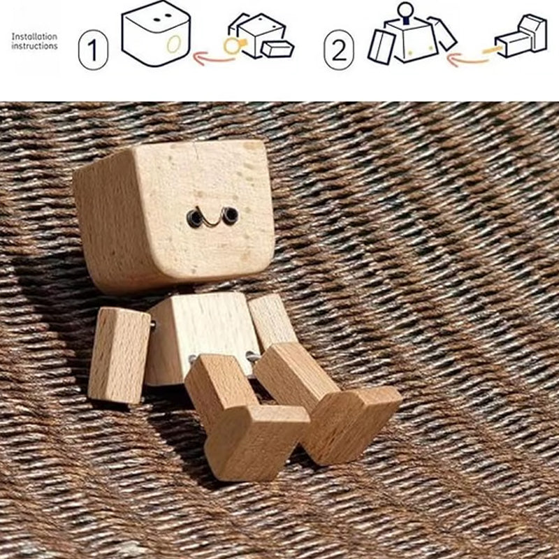 🎁Bájos kis fa figura, amely 12 különböző arckifejezéssel mozog
