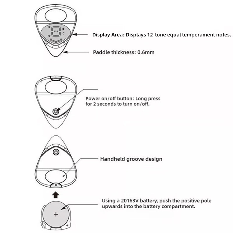 Hordozható 2 az 1-ben gitárpengető és hangoló