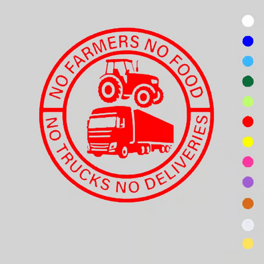 🚚Autó vinil matrica: Nincsenek gazdák, nincs élelmiszer – nincsenek teherautók, nincs szállítás
