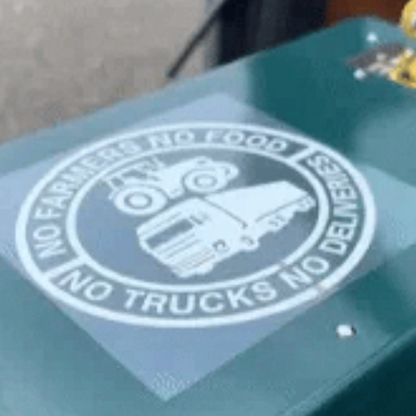 🚚Autó vinil matrica: Nincsenek gazdák, nincs élelmiszer – nincsenek teherautók, nincs szállítás