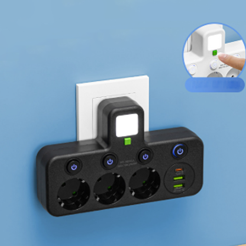 ⚡Okos tápkábeles kiegészítő USB-portokkal (EU dugó)