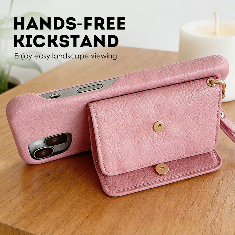 Rózsaszínű, védő tok telefonhoz, tükörrel és csuklópánttal