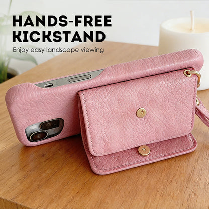 Rózsaszínű, védő tok telefonhoz, tükörrel és csuklópánttal