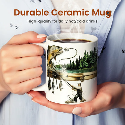 Kerámia horgász témájú kávéscsésze