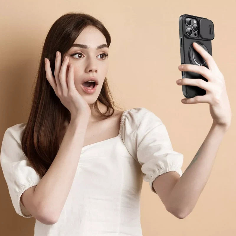 Prémium telefonhuzat gyűrűs állvánnyal iPhone-hoz