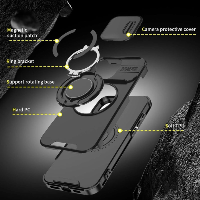 Prémium telefonhuzat gyűrűs állvánnyal iPhone-hoz