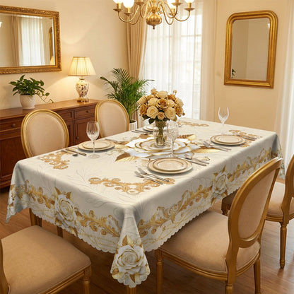 ✨Vízálló és olajálló aranyrózsás mintás asztalterítő🌹