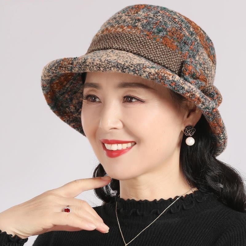 🥰Női vintage kockás műgyapjú cloche kalap