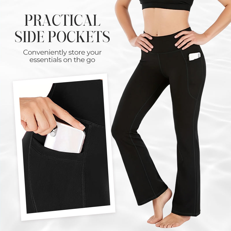 Women’s High Waist Flared Pants with Pockets