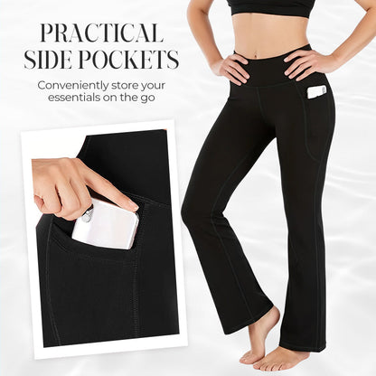 Women’s High Waist Flared Pants with Pockets