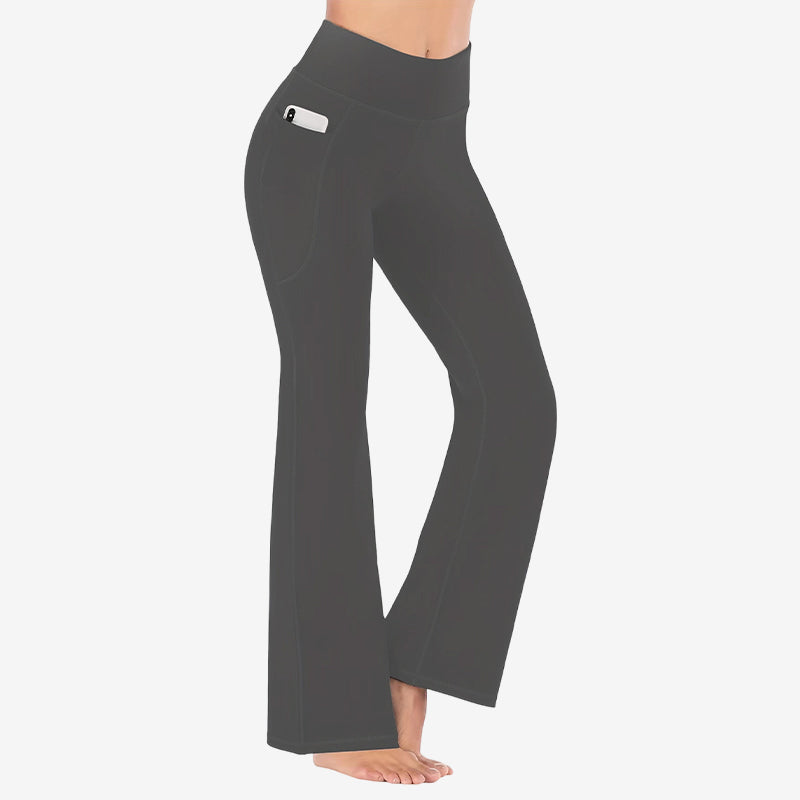 Women’s High Waist Flared Pants with Pockets