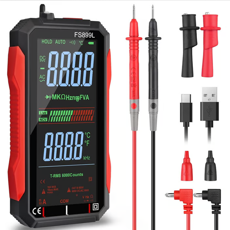 ⚡ USB-ről tölthető digitális multiméter – automatikus tartományválasztás, LCD háttérvilágítás és hordozható kialakítás 📏
