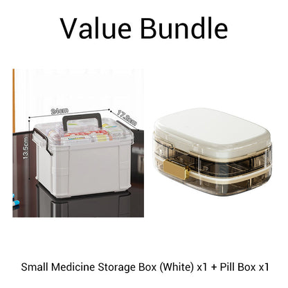 👜 2 rétegű hordozható gyógyszeres doboz – kompakt, fogantyúval, gyermekbiztos zárható rekeszekkel és vízálló kivitelben 🚑