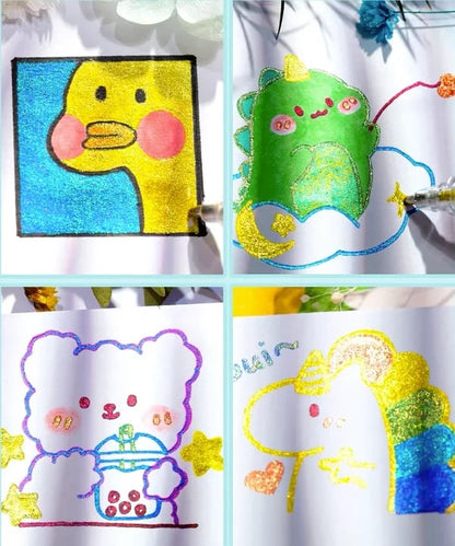 🖌️🎨 Csillogó gél tollak Sima nem maszatolódik Diákoknak és művészetkedvelőknek 18/24/36 szín választható