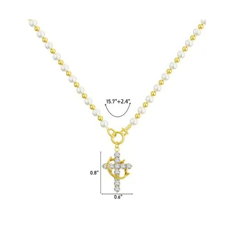 Zirconia Crown Cross Pendant Necklace