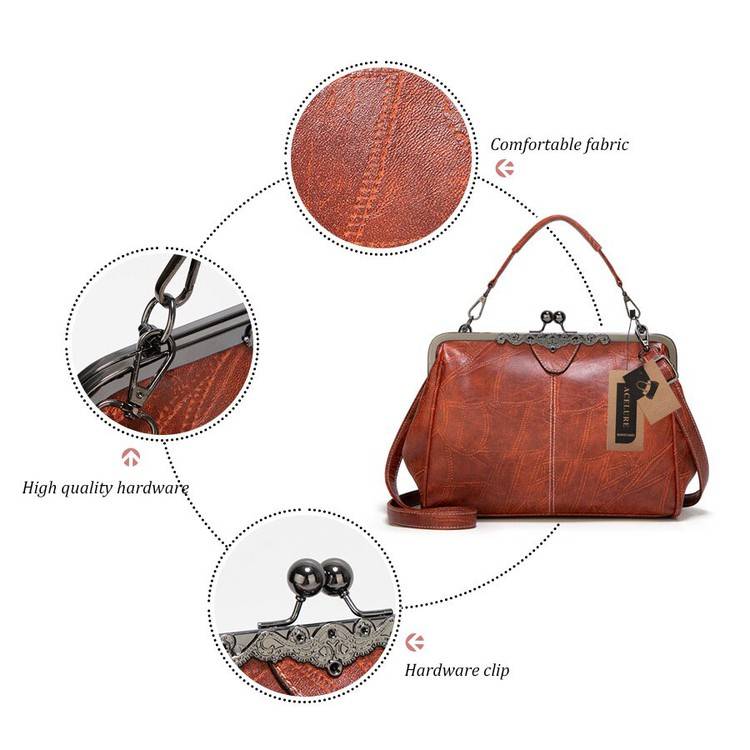 Retro stílusú elegáns női kézitáska 👜 – Minőségi anyag és praktikus kialakítás