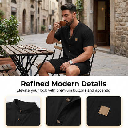 👔 FLASH SALE: 50% OFF! ☀️ Men's Summer Casual Button-Up Shirt – Stand Collar, Breathable & Relaxed Fit ✨