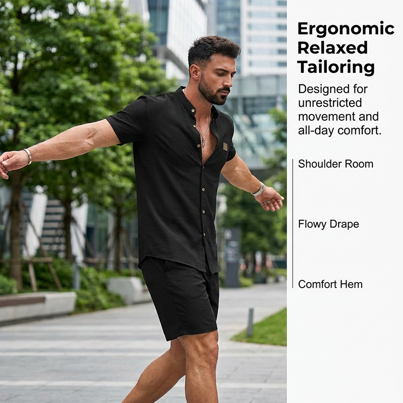 👔 FLASH SALE: 50% OFF! ☀️ Men's Summer Casual Button-Up Shirt – Stand Collar, Breathable & Relaxed Fit ✨