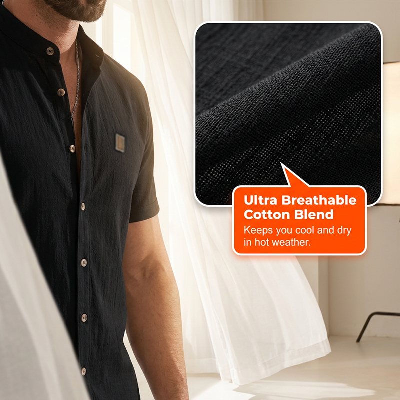 👔 FLASH SALE: 50% OFF! ☀️ Men's Summer Casual Button-Up Shirt – Stand Collar, Breathable & Relaxed Fit ✨
