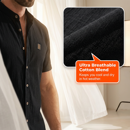 👔 FLASH SALE: 50% OFF! ☀️ Men's Summer Casual Button-Up Shirt – Stand Collar, Breathable & Relaxed Fit ✨