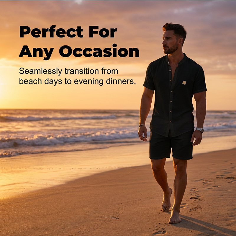 👔 FLASH SALE: 50% OFF! ☀️ Men's Summer Casual Button-Up Shirt – Stand Collar, Breathable & Relaxed Fit ✨